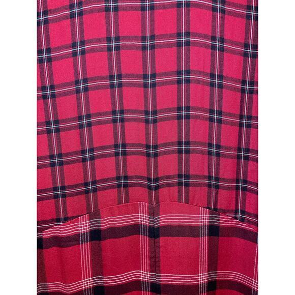 J.Jill Red & Black Tartan Plaid A-Line Tunic Long Button Down Collared Shirt XS - Picture 17 of 17
